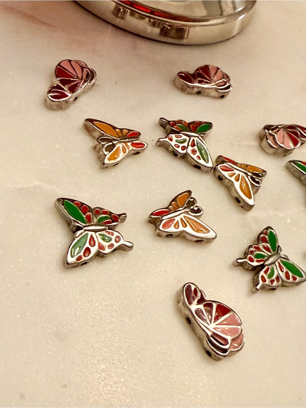 12 Butterfly Bracelet Charms - Preloved Multicolor Enamel (Great for Crafters) - Picture 4 of 6